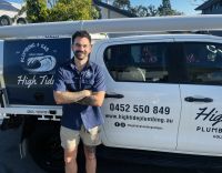 Hightide plumbing van
  outside a Gold Coast home